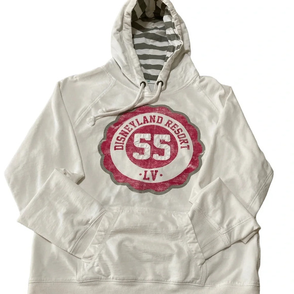 Disney Tops - Disney Hooded White Sweatshirt Medium Long Sleeves